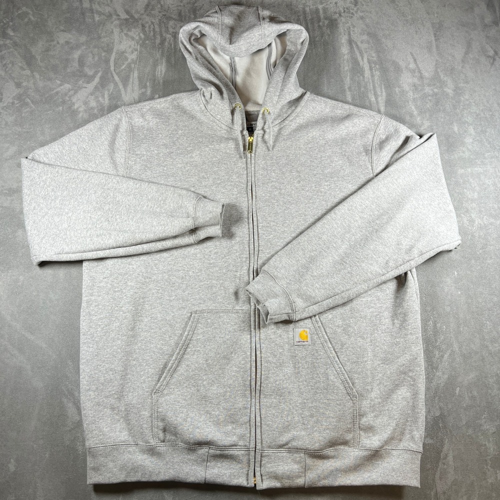 Carhartt Mens XL Loose Fit Full Zip Hoodie Heather Gray K122 HGY Fleece Lined